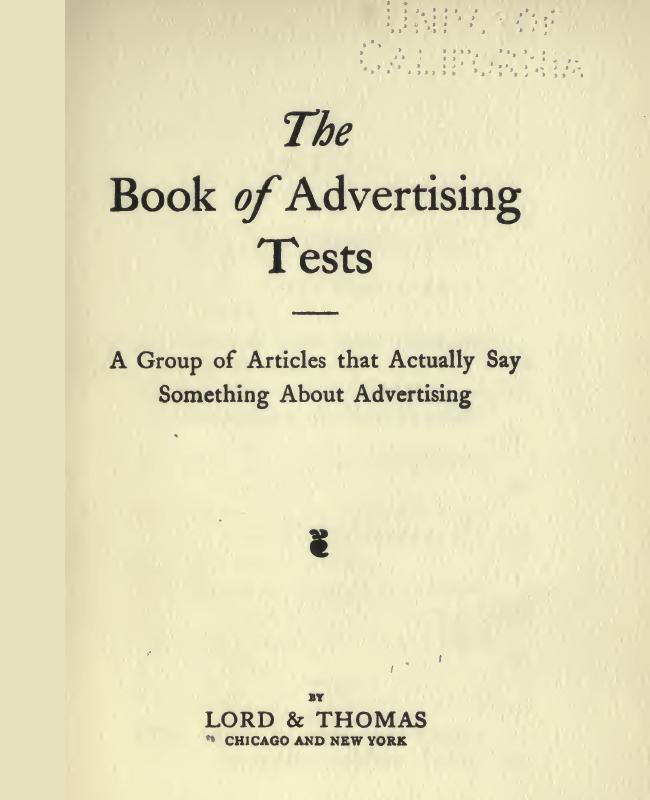 The Book of Advertising Tests